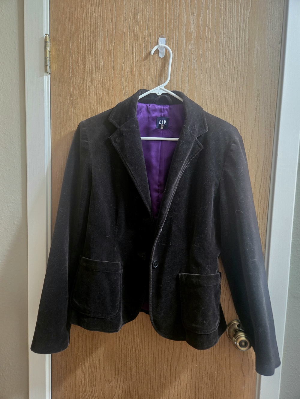 GAP Black Velvet-Look Women's Blazer Jacket